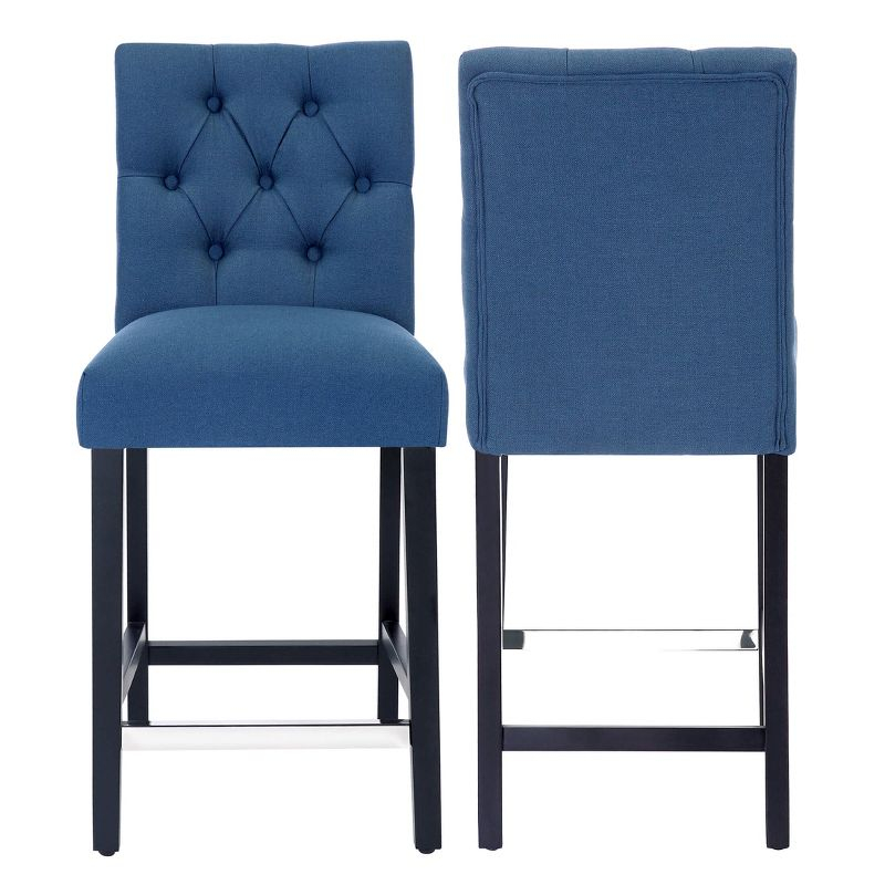 WestinTrends 24" Linen Fabric Tufted Counter Stool (Set of 2), Tea