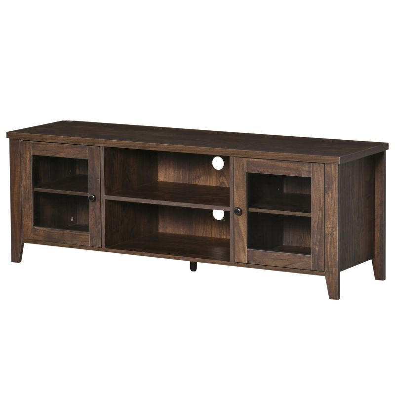 HOMCOM Modern TV Stand, Entertainment Center with Shelves and Cabinets for Flatscreen TVs up to 60" for Bedroom, Living Room, Coffee