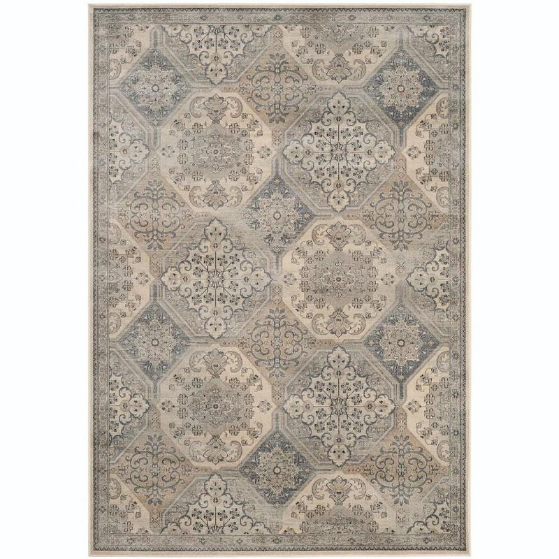 Vintage VTG128 Power Loomed Indoor Skid-Resistant Area Rug - Cream/Blue - 5'3"x7'6" - Safavieh