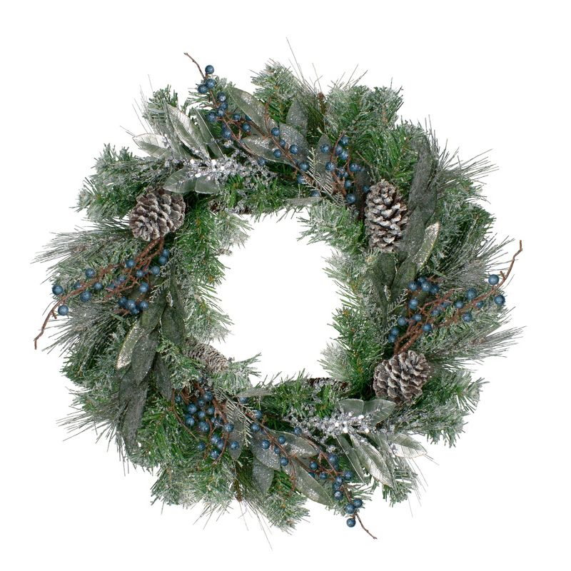 Northlight Seasonal Mixed Pine and Blueberries Artificial Christmas Wreath -24-Inch Unlit