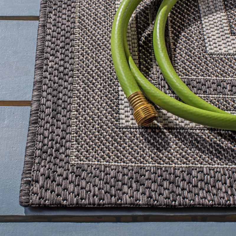 Courtyard CY8475 Power Loomed Indoor and Outdoor Area Rug - Light Grey/Black - 6'7"x6'7" - Safavieh
