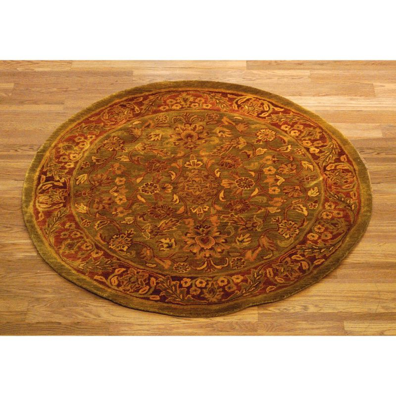 Golden Jaipur GJ250 Hand Tufted Area Rug - Green/Rust - 3'6" round - Safavieh.