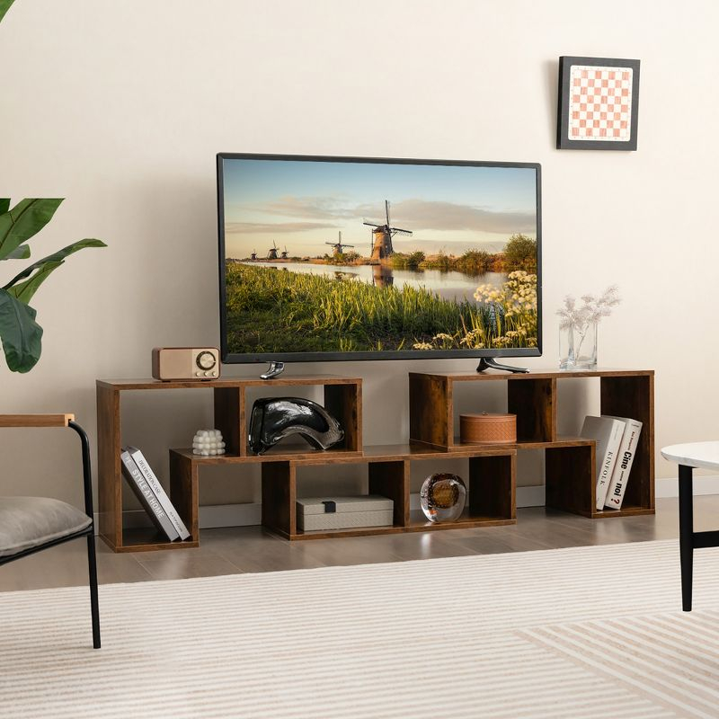 Costway 3 Pieces TV Console Stand Modern Entertainment Center Storage Bookcase Brown