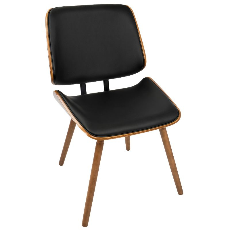 Lombardi Mid Century Modern Dining/Accent Chair Faux Leather Black - Lumisource: Set of 2, Wood Legs, Padded Seat