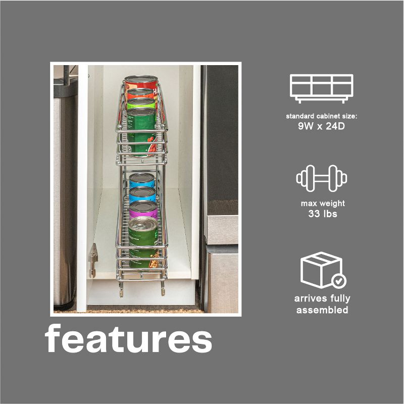 Glidez Multipurpose Chrome-Plated Steel Pull-Out/Slide-Out Storage Organizer for Under Cabinet Use - 2-Tier Design - Chrome