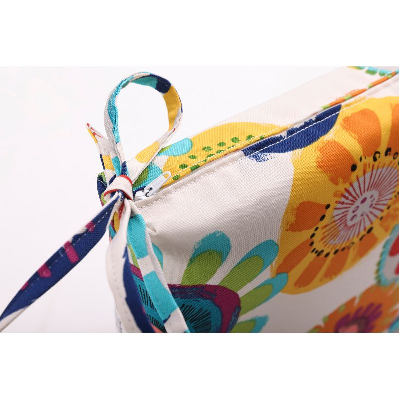 20"x20"x3" 2pc Crosby Floral Outdoor Squared Corners Chair Cushions - Confetti - Pillow Perfect: Weather-Resistant with Ties