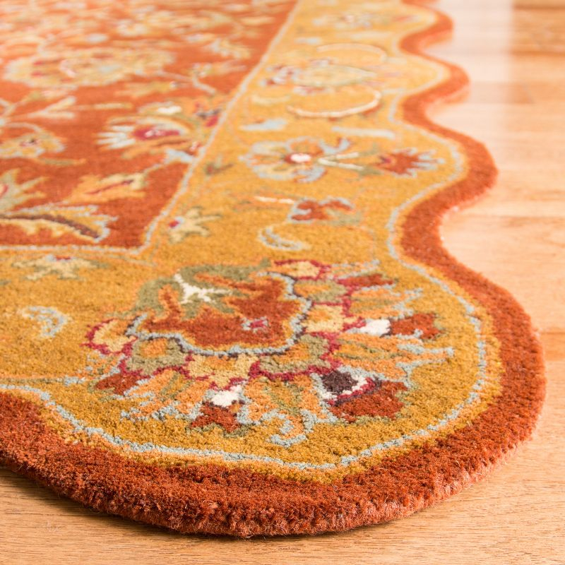 Heritage HG820 Hand Tufted Area Rug - Red/Natural - 6'x9' Scalloped Edge - Safavieh.