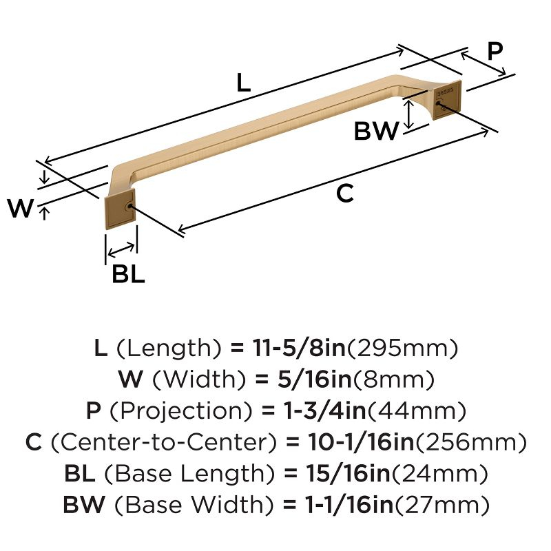Amerock Exceed 10-1/16 inch (256mm) Center-to-Center Champagne Bronze Cabinet Pull