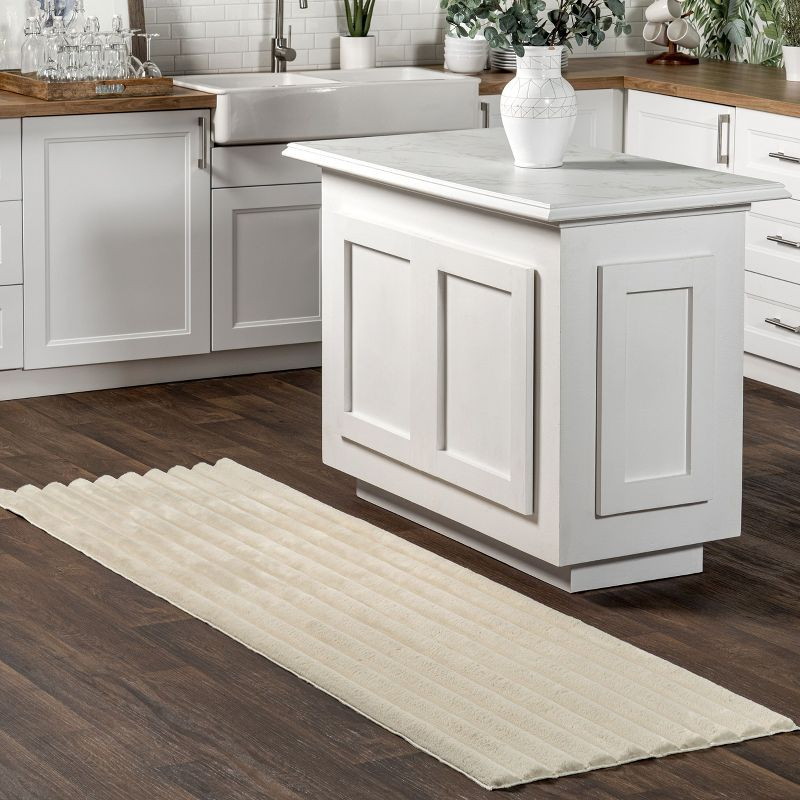 nuLOOM 2' x 6' Cozy Plush SuperiorWash Area Rug, Machine Washable, Non-Slip, Soft Fluffy Shag Carpet for Living Room Bedroom Nursery, Kai Beige