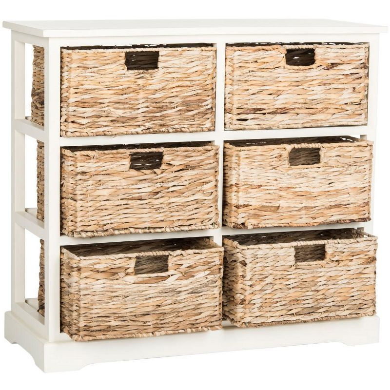 Keenan 6 Wicker Basket Storage Chest - Vintage White - Safavieh.