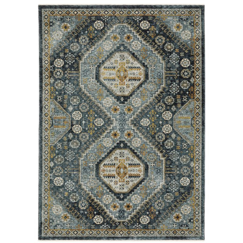 Oriental Weavers Aberdeen 7150B Blue/ Gold Indoor Area Rug - 5'3" x 7'6"