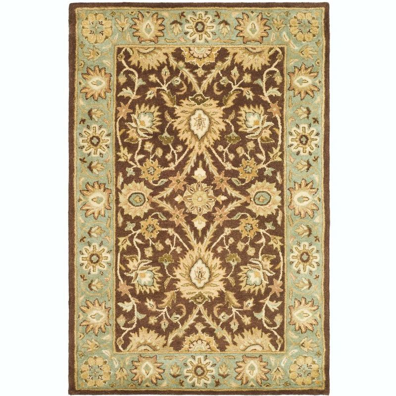 Antiquity AT249 Hand Tufted Area Rug - Chocolate/Blue - 3'x5' - Safavieh.