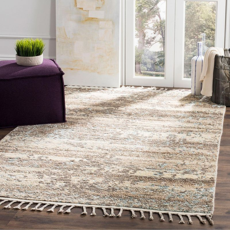Kenya KNY114 Hand Knotted Area Rug - Beige/Silver - 6'x9' - Safavieh.