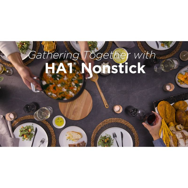 All-Clad 4 Quart Nonstick Sauteuse with Acacia Wood Trivet & Spoon and Glass Lid, HA1 Hard Anodized Cookware