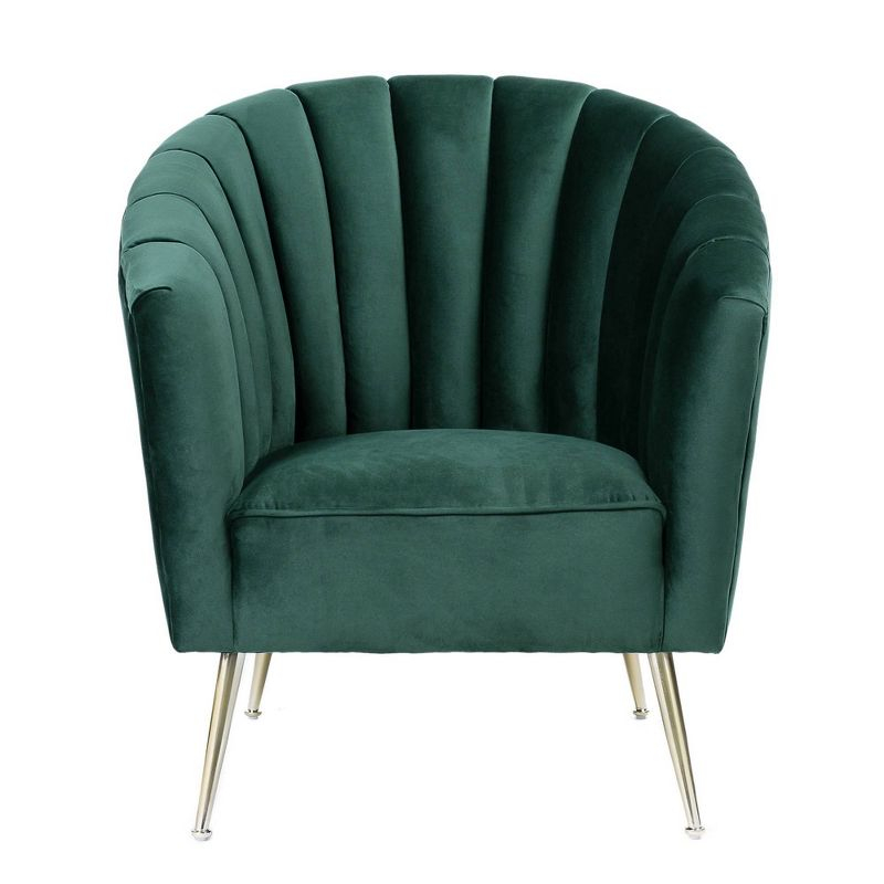 Rosemont Velvet Accent Chair Green - Manhattan Comfort: Luxurious Upholstered, Semi-Gloss Finish, Wood Frame