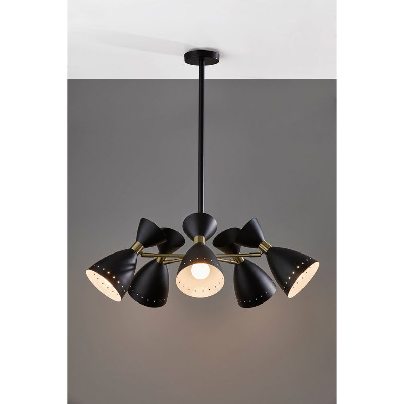 5-Head Oscar Pendant Black - Adesso: Mid-Century Modern, Adjustable, Overhead Island Lighting, ETL Listed