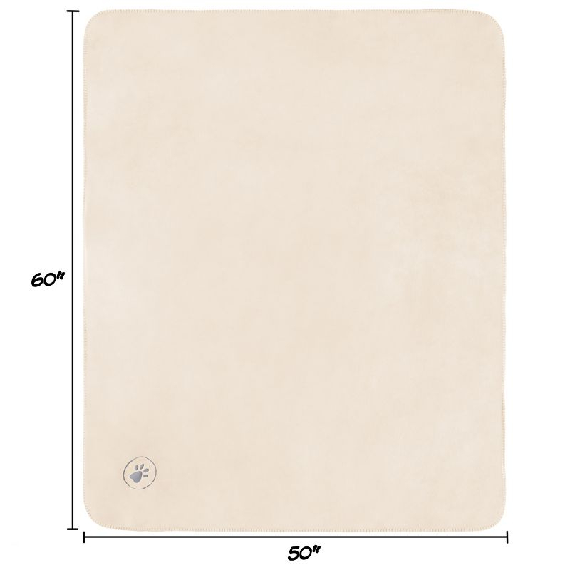 Waterproof Pet Blanket - 50x60-Inch Reversible Fleece Throw Protects Couches, Cars, and Beds from Spills, Stains, and Fur by PETMAKER (Cream)