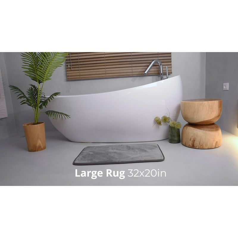 Hearth & Harbor 2 Piece Bathroom Rugs Bath Mat Set, Non-Slip Velvet Memory Foam Bath Mats, Dusty Purple