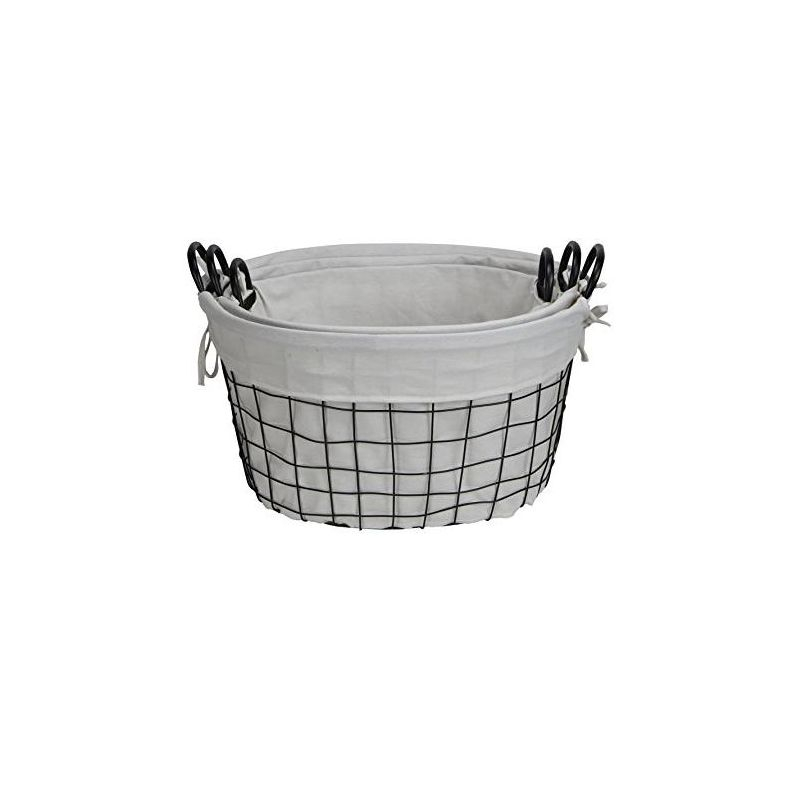 Cheung's Esker Set of 3 Lined Metal Wire Oval Baskets