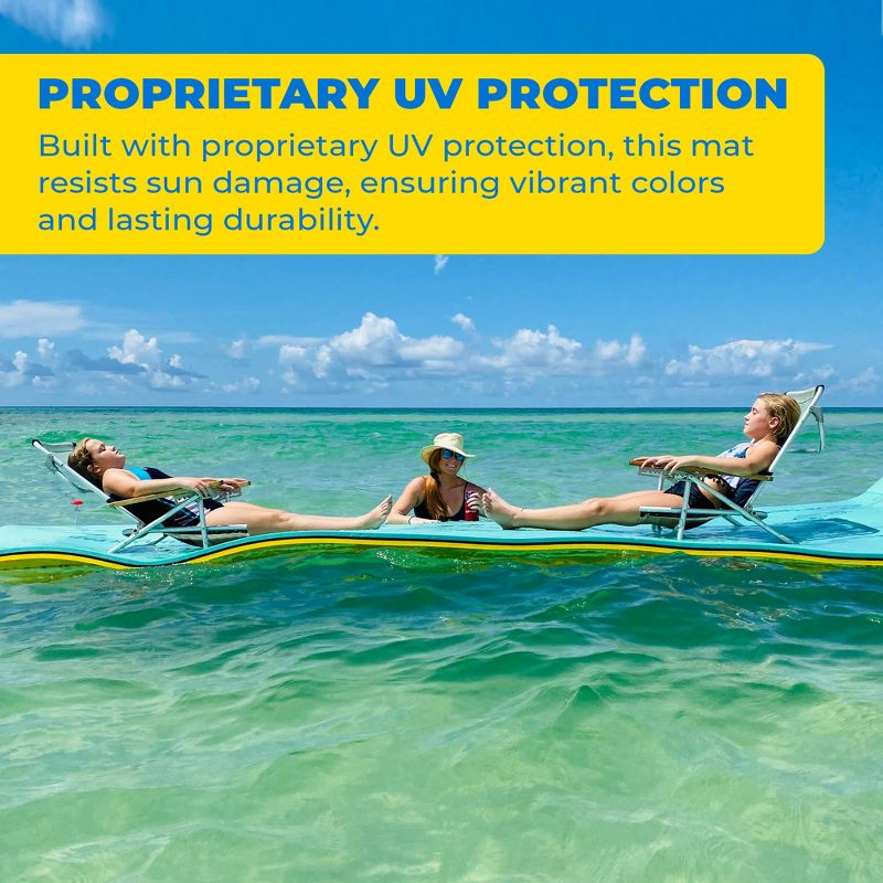 Aqua Lily Pad Floating Mat with Duracore, Foam Lake Pool Water Float with 3 Layer Construction for Outdoor Swimming, 6’ x 18’, Yellow/Green