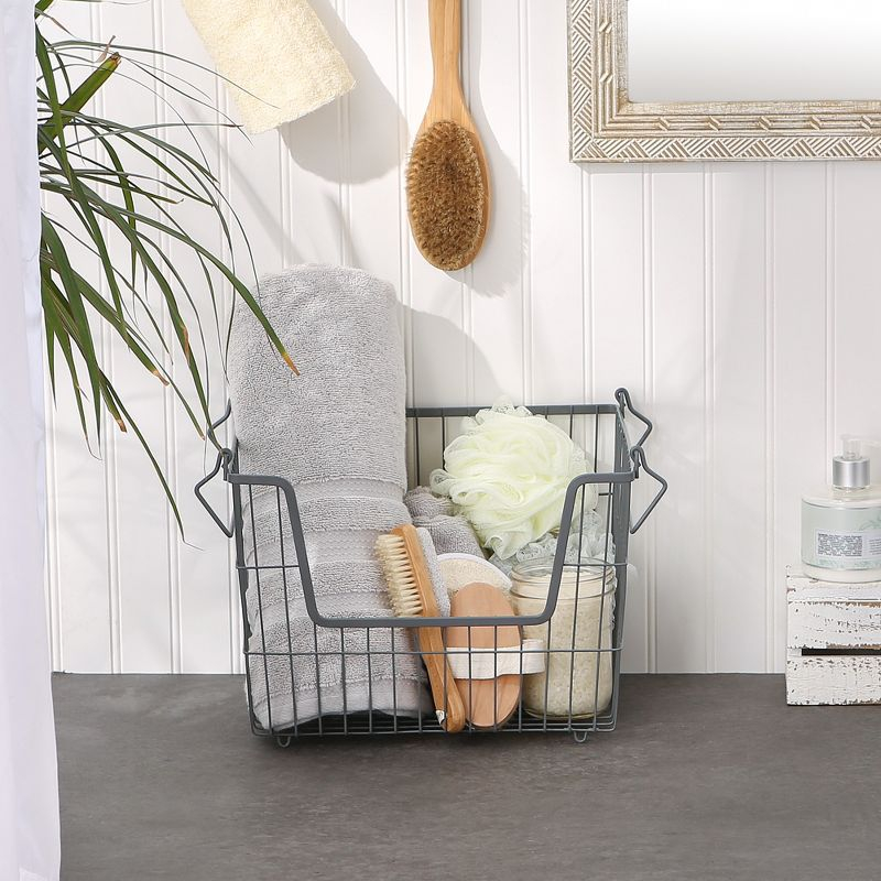 Metal Basket Cool Gray Rectangle Medium 13X11X9