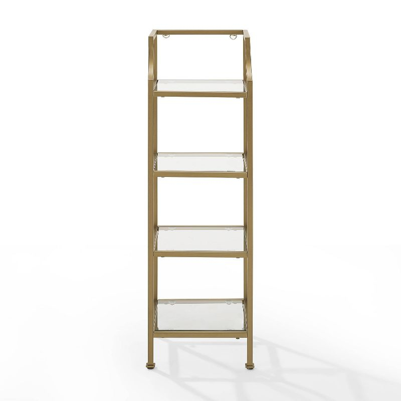 40" Aimee Short Etagere Gold - Crosley: Modern Glass Shelving, 4-Tier Steel Frame