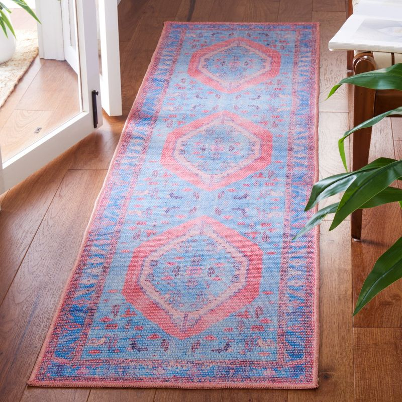 Serapi SEP356 Power Loomed Machine Washable Skid-Resistant Indoor Runner Rug - Light Blue/Beige - 2'x8' - Safavieh