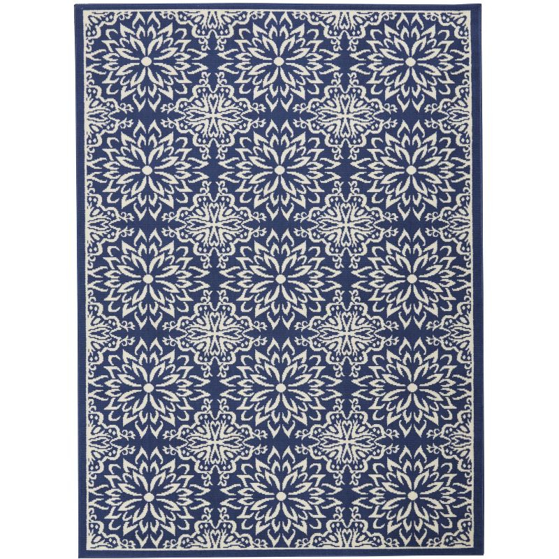 Jubilant JUB06 Ivory/Blue Area Rug Beach Transitional Floral By Nourison Navy/Ivory 4' x 6'