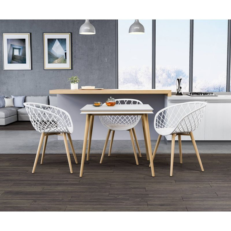 Set of 2 Kurv Chair White - Jamesdar: Mid-Century Modern Armchairs, Steel Legs, Non-Upholstered