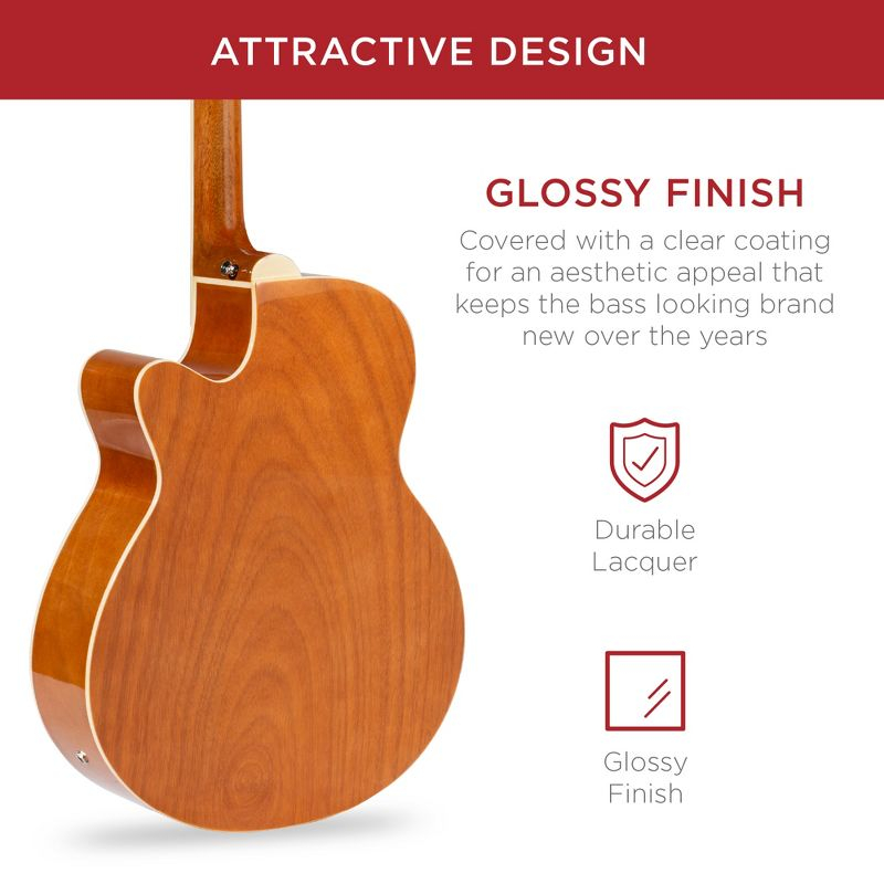 Best Choice Products 22-Fret Full Size Acoustic Electric Bass Guitar w/ 4-Band Equalizer, Truss Rod, Padded Gig Bag - Natural