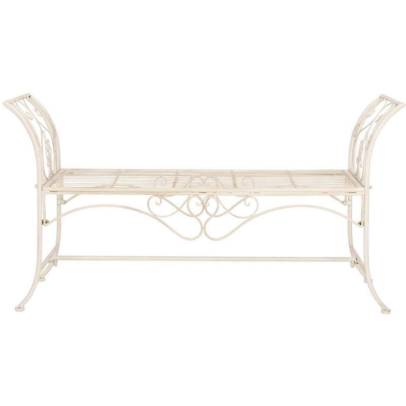 Adina Bench - Outdoor - PAT5016 - Distressed White - Safavieh