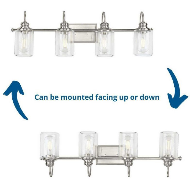 Progress Lighting Aiken 4-Light Bath Vanity Light, Vintage Brass, Clear Glass Shade