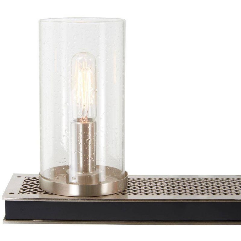Minka Lavery Coal Nickel Linear Pendant Chandelier 40" Wide Modern Seeded Glass Shade 5-Light Fixture for Kitchen Island House