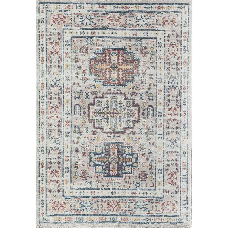Rugs America Gallagher GL55D Flaxen Sundara Vintage Transitional Red Area Rug for Dining Room Rug Neutral Rug Living Room Rug Kitchen, 5'3"x7'