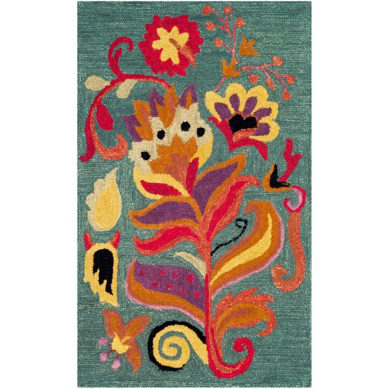 Blossom BLM679 Hand Hooked Accent Rug - Blue/Multi - 2'6"x4' - Safavieh.