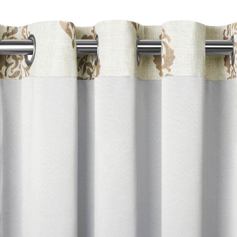 Navara Medallion Room Darkening Single Window Curtain Panel - 52" x 95" - Natural - Elrene Home Fashions