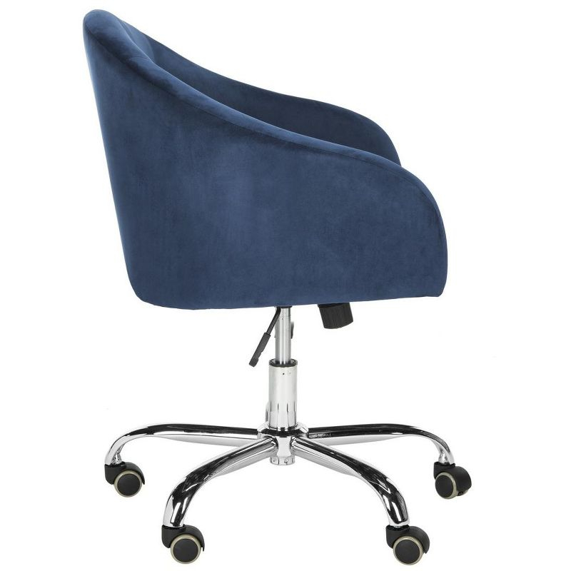 Amy Tufted Velvet Chrome Leg Swivel Office Chair - Chrome - Safavieh