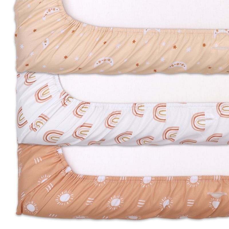The Peanutshell Boho Rainbow Changing Pad Covers for Girls or Boys, Unisex, 3-Pack