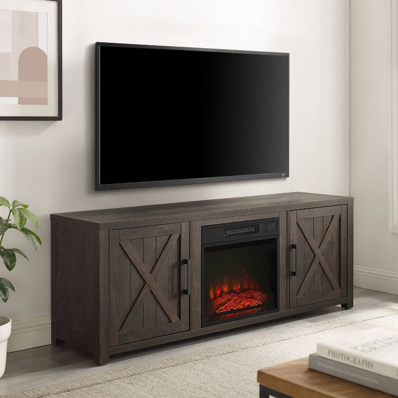 58" Gordon Low Profile TV Stand for TVs up to 65" with Fireplace Dark Walnut - Crosley