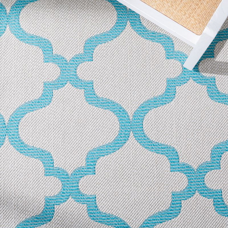 Bermuda BMU810 Power Loomed Indoor/Outdoor Machine Washable Accent Rug - Beige/Aqua - 3'x5' - Safavieh