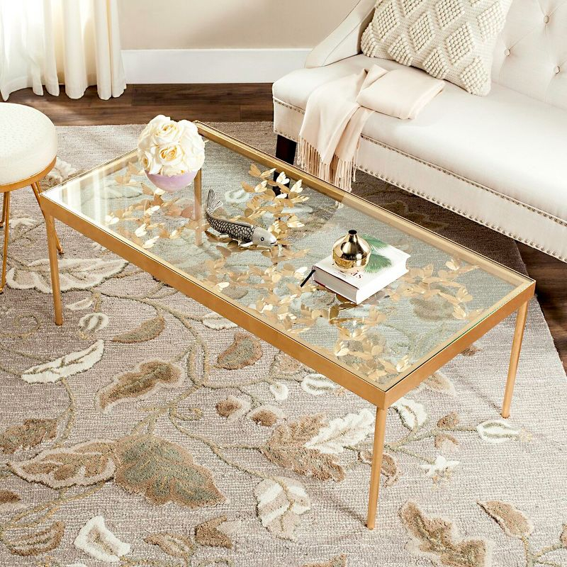 Rosalia Butterfly Coffee Table - Gold/Tempered Glass - Safavieh