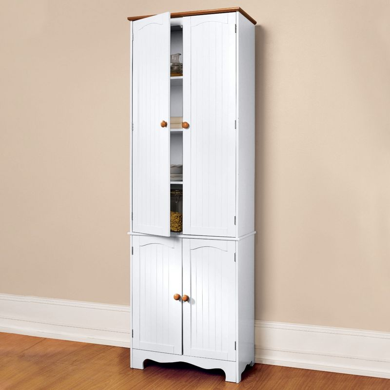 BrylaneHome Country Kitchen Tall Cabinet - White Honey