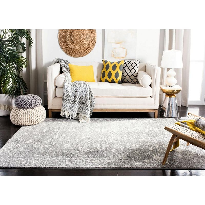 Evoke EVK270 Power Loomed Area Rug Grey / Ivory 5'-3" X 7'-6" - Safavieh.