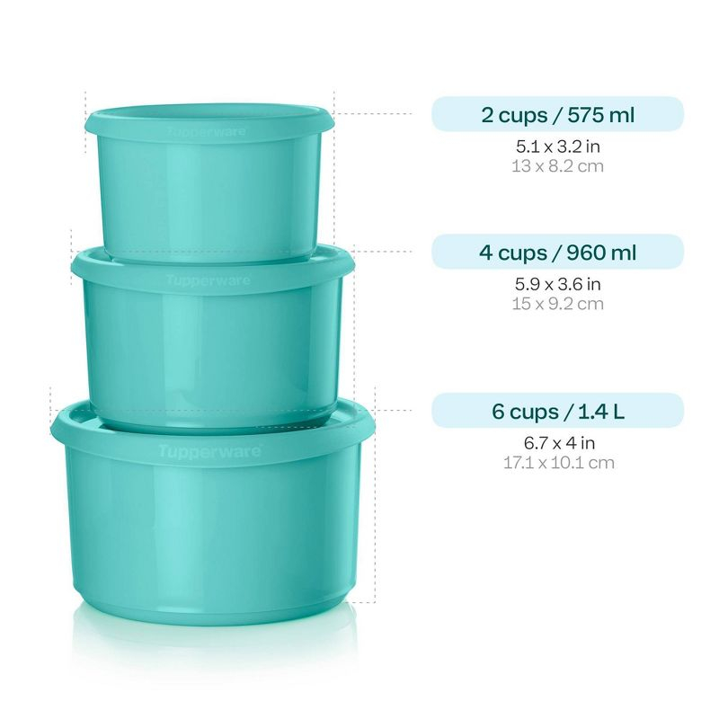 Tupperware 6pc (set of 3) Serve and Store Food Storage Canister Set Blue