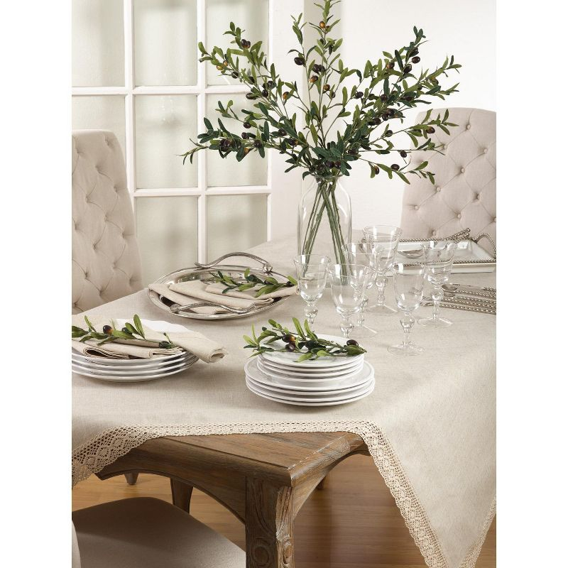 Saro Lifestyle Lace Border Design Tablecloth, Natural, 70" x 180"