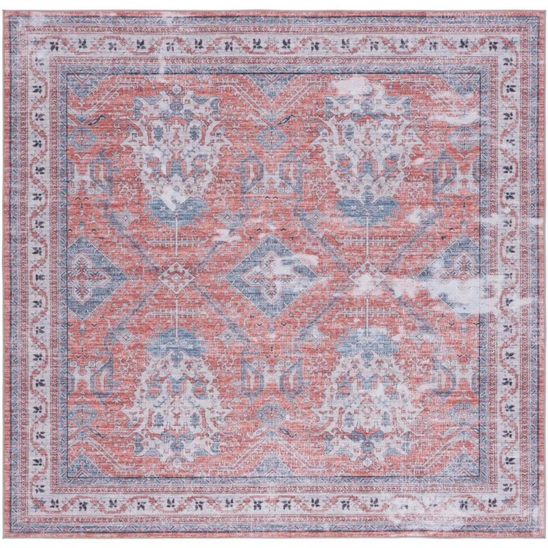 Tucson TSN188 Power Loomed Machine Washable Area Rug - Rust/Beige - 6'x6' - Safavieh.