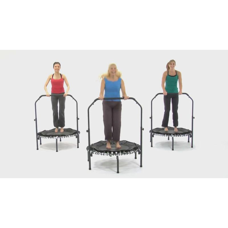 JumpSport 220 In Home Cardio Fitness Rebounder - Mini Trampoline with Handle Bar Accessory, Premium Bungees and Workout DVD