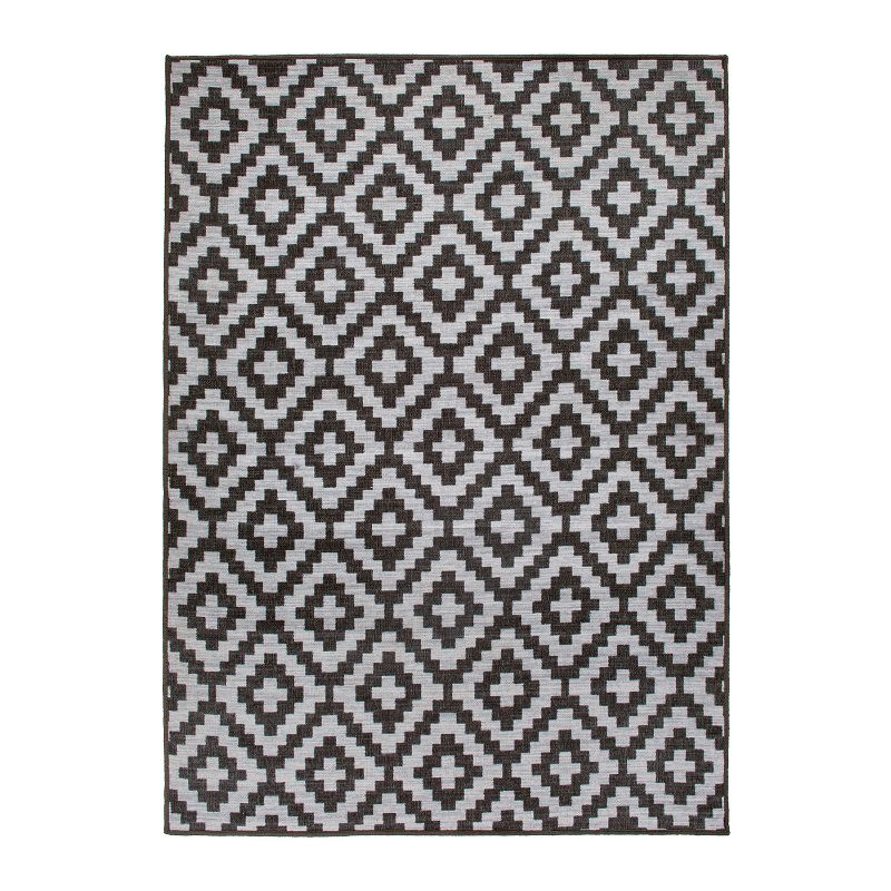 World Rug Gallery Contemporary Geometric Trellis Indoor/Outdoor Area Rug - GRAY 5' X 7'