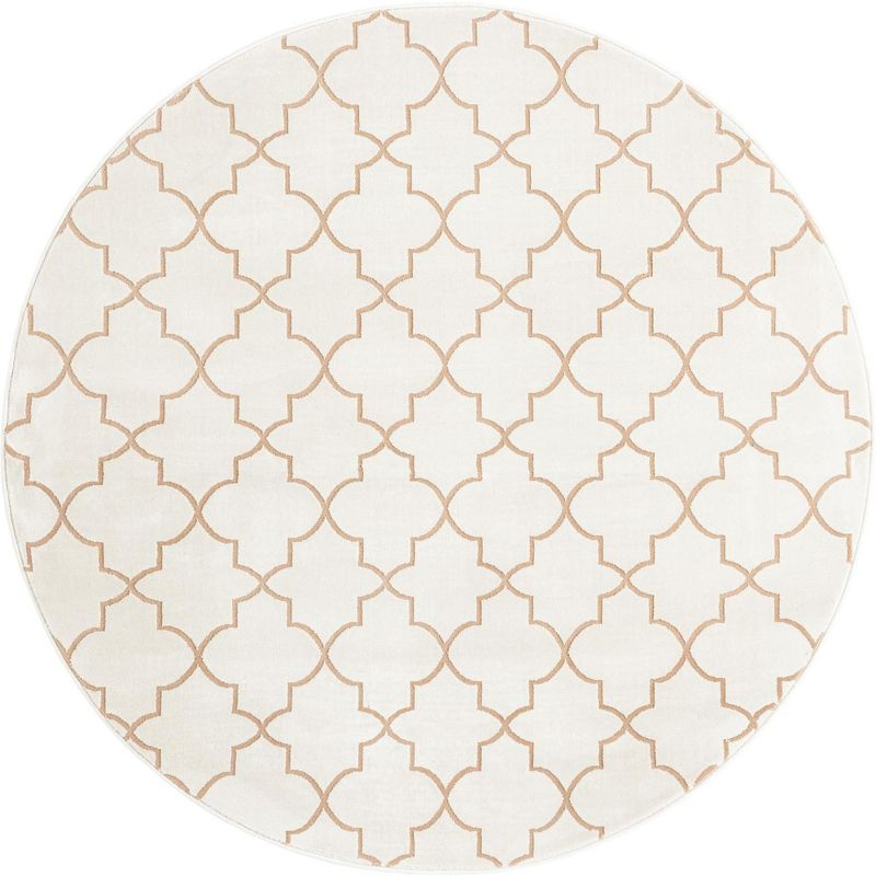 Jill Zarin Uptown Collection Area Rug - Lincoln Center (5' 3" Round White/Beige)