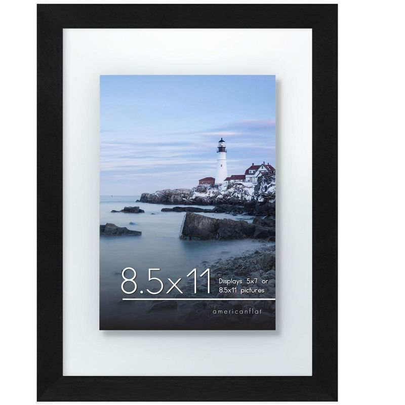 Americanflat Black Floating Picture Frame | Displays Any Size Photo up to 8.5 x 11 Inches. Lead Free Glass. Hanging Hardware Included!